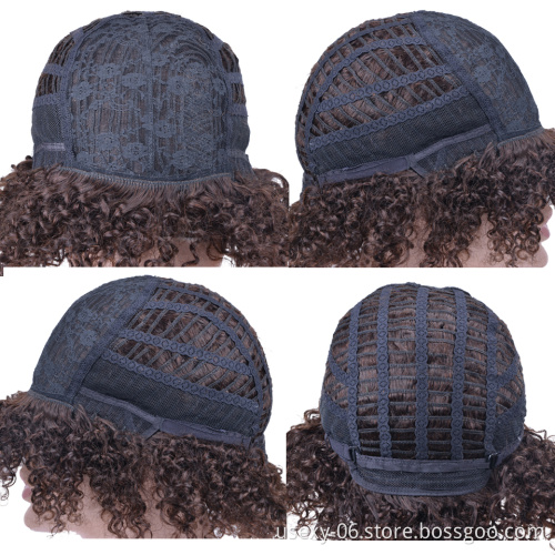 Chinese Hair Wig Vendors Wholesale Cheap Machine Made None Lace Curly Short Human Wig For Women